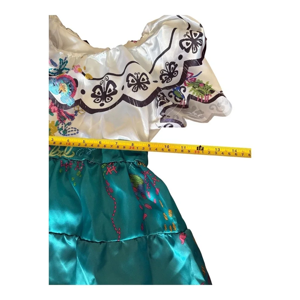 Disney Encanto Mirabel Madrigal Costume Dress Kids Size 4-6X Teal White Jakks